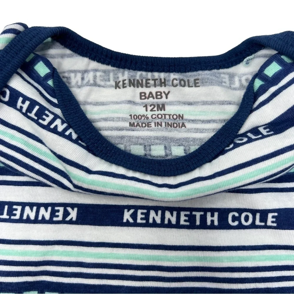 Kenneth Cole Baby Striped Blue White Long Sleeve Bodysuit